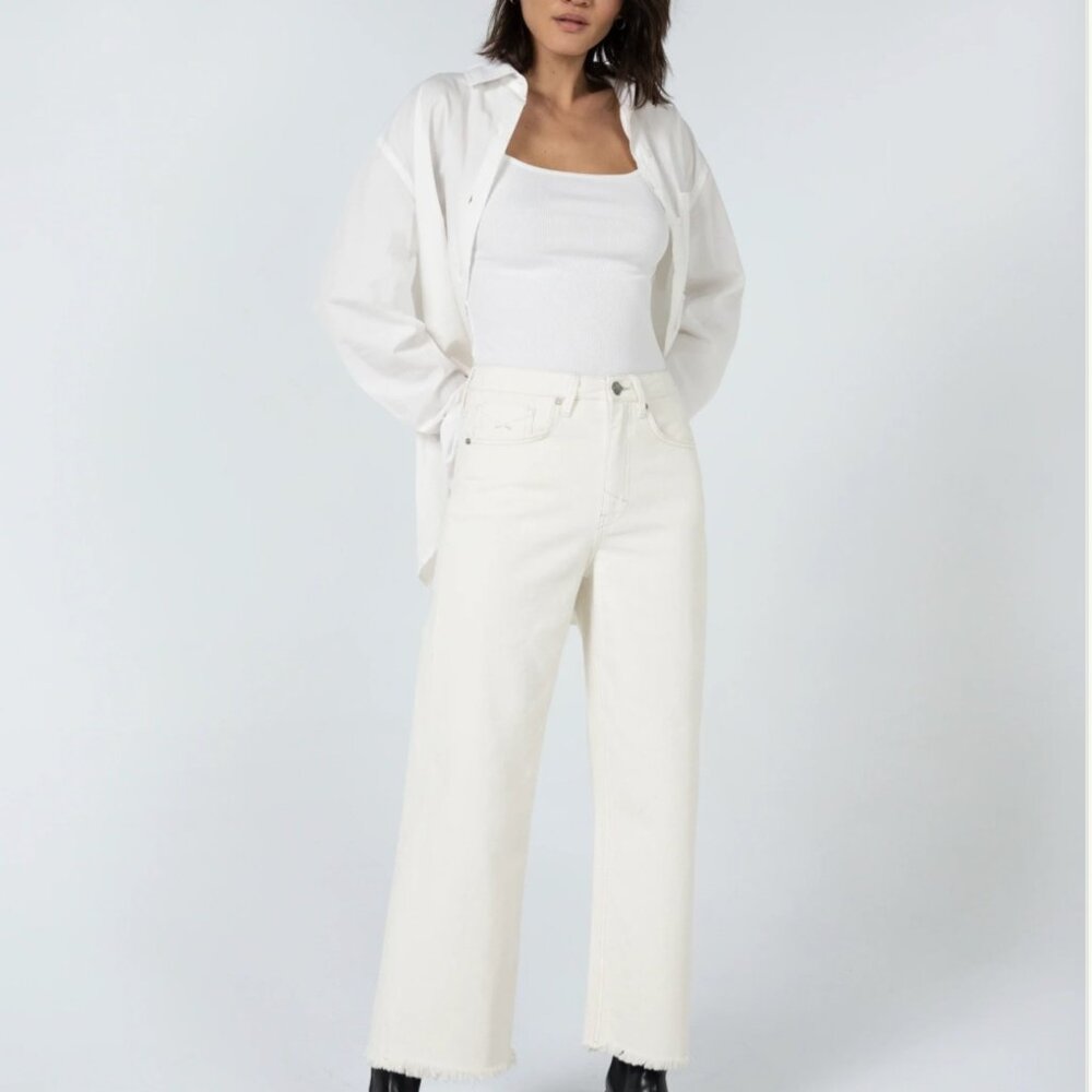 Unpublished NOEMI High-Rise Cropped Wide Leg Pants in Shell / Size 27